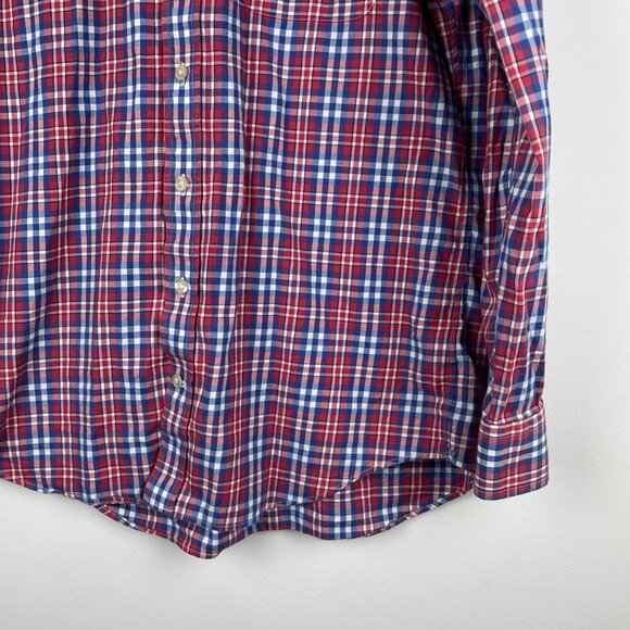 Vineyard Vines Shirt Mens Red & Blue Plaid Slim Fit Tucker Button Up Whale - M - Picture 3 of 5